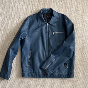 Men's Blue Leather Jacket